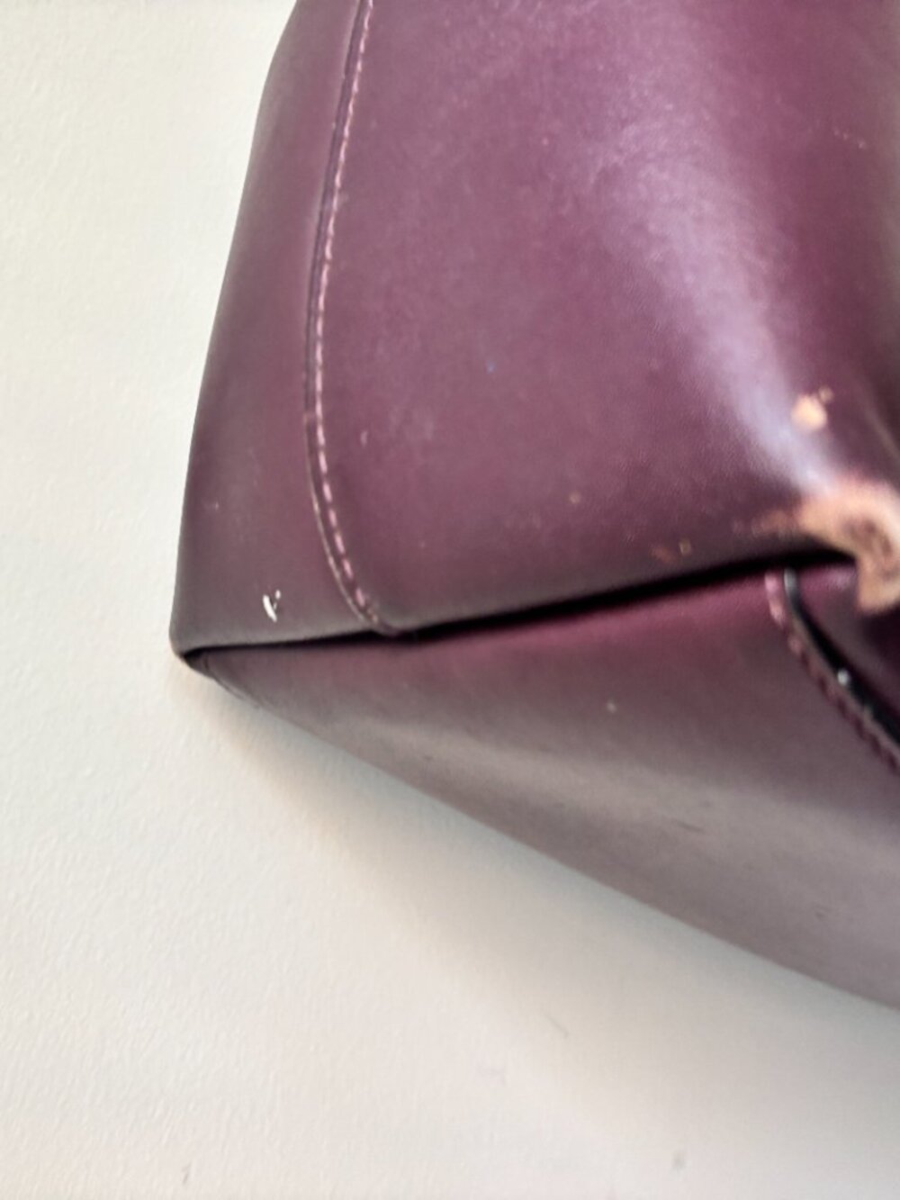 Coach Central Tote 78218 Deep Plum Leather Chain Accent Shoulder Bag AS IS READ - Picture 11 of 16
